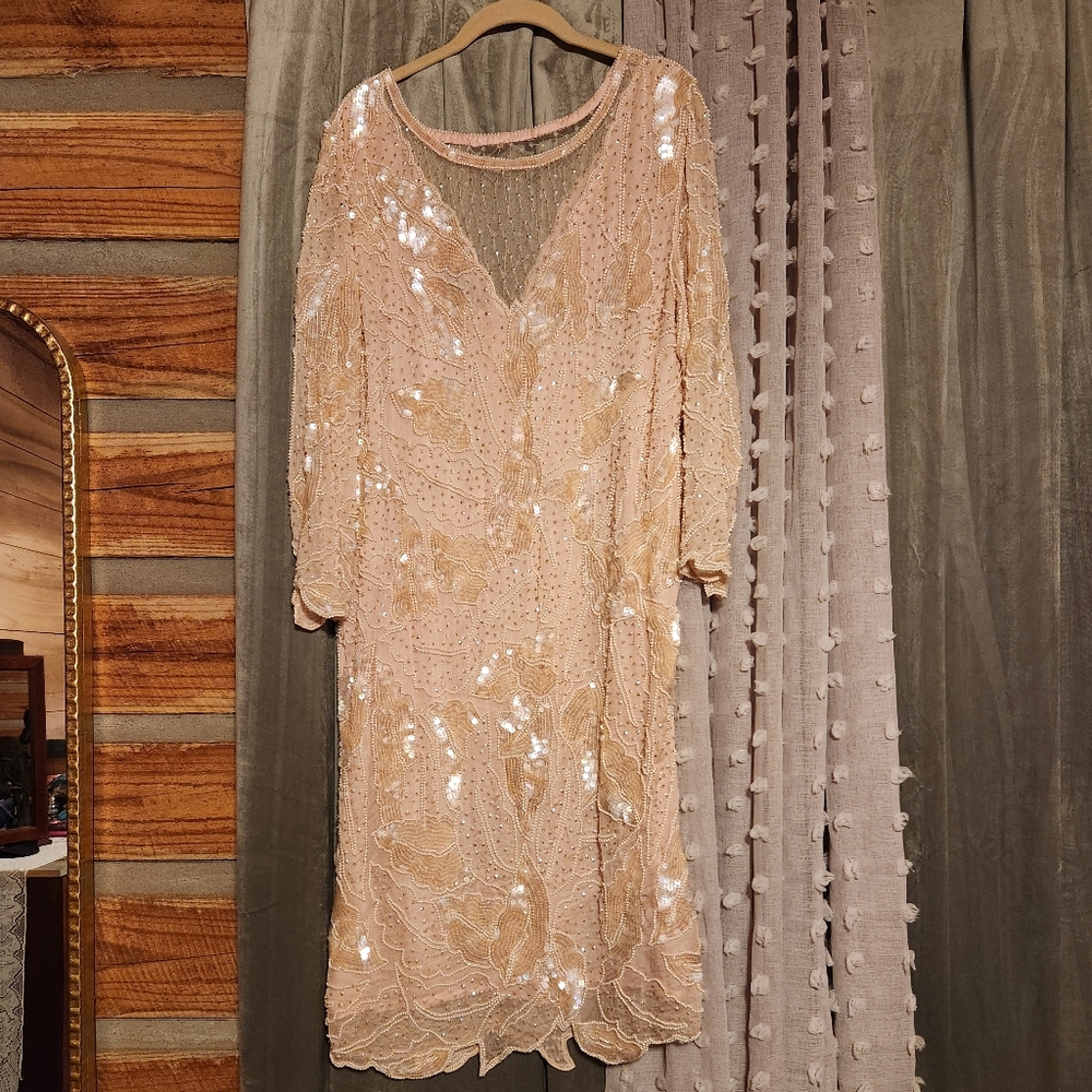 Vintage Carolyne Barton Night silk beaded dress